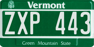 VT license plate ZXP443