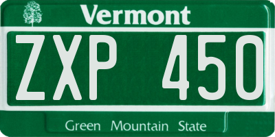 VT license plate ZXP450