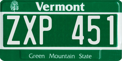 VT license plate ZXP451