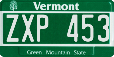 VT license plate ZXP453
