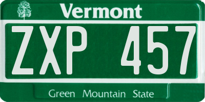 VT license plate ZXP457