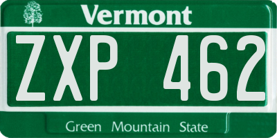 VT license plate ZXP462