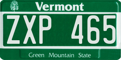 VT license plate ZXP465