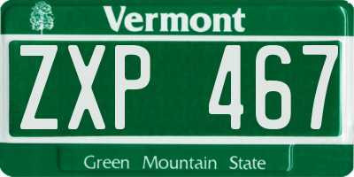 VT license plate ZXP467