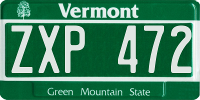 VT license plate ZXP472