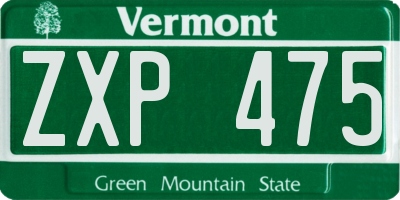VT license plate ZXP475