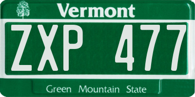 VT license plate ZXP477
