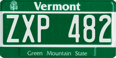 VT license plate ZXP482