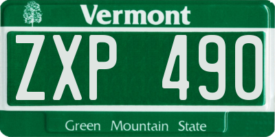 VT license plate ZXP490