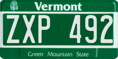 VT license plate ZXP492
