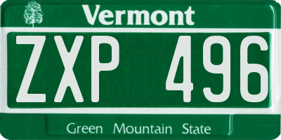 VT license plate ZXP496