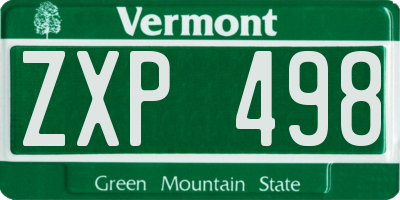 VT license plate ZXP498