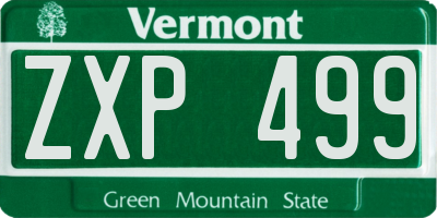 VT license plate ZXP499