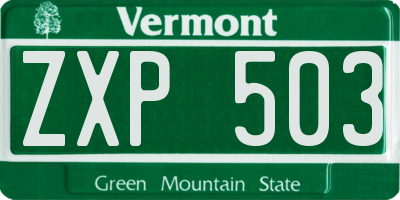 VT license plate ZXP503