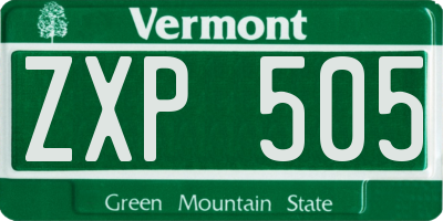 VT license plate ZXP505