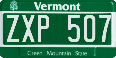 VT license plate ZXP507