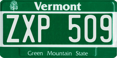 VT license plate ZXP509
