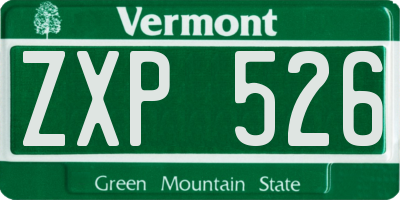 VT license plate ZXP526