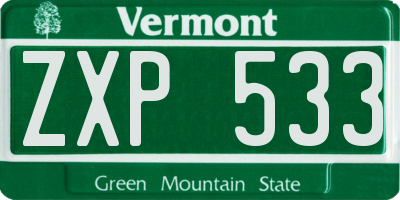 VT license plate ZXP533