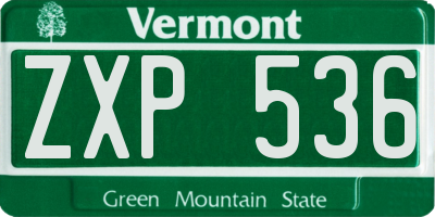 VT license plate ZXP536