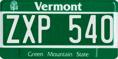 VT license plate ZXP540