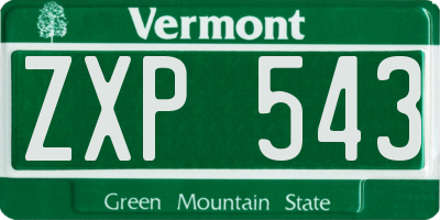 VT license plate ZXP543