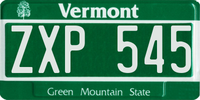 VT license plate ZXP545