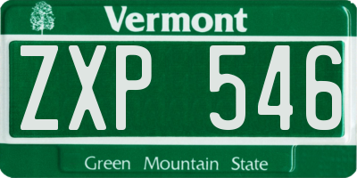 VT license plate ZXP546