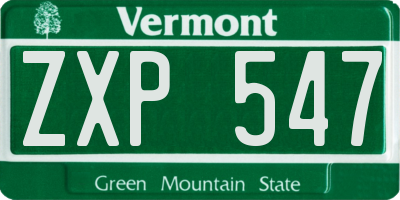 VT license plate ZXP547
