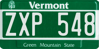 VT license plate ZXP548
