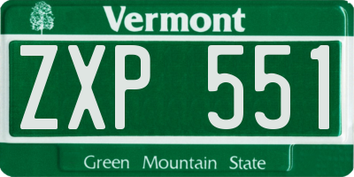VT license plate ZXP551