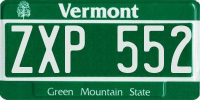 VT license plate ZXP552