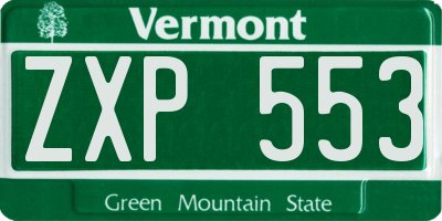 VT license plate ZXP553