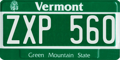 VT license plate ZXP560