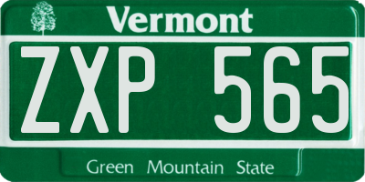 VT license plate ZXP565