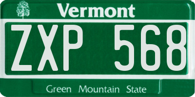 VT license plate ZXP568