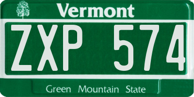 VT license plate ZXP574