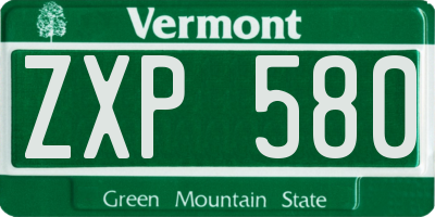 VT license plate ZXP580