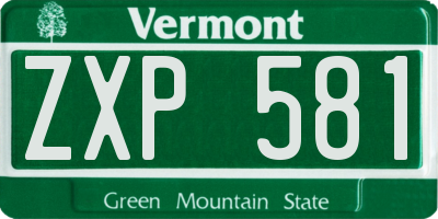 VT license plate ZXP581