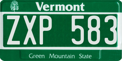 VT license plate ZXP583