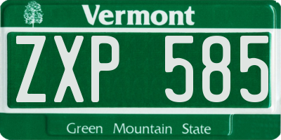 VT license plate ZXP585
