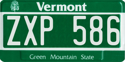 VT license plate ZXP586