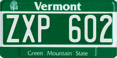 VT license plate ZXP602