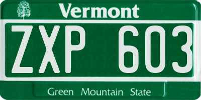 VT license plate ZXP603