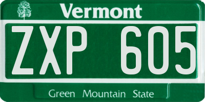VT license plate ZXP605