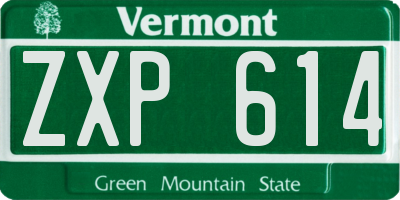 VT license plate ZXP614