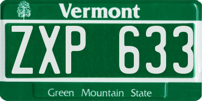 VT license plate ZXP633