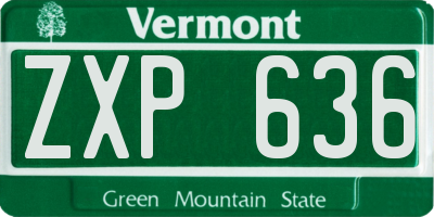 VT license plate ZXP636
