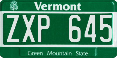 VT license plate ZXP645