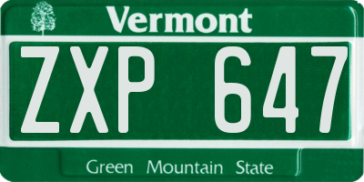 VT license plate ZXP647